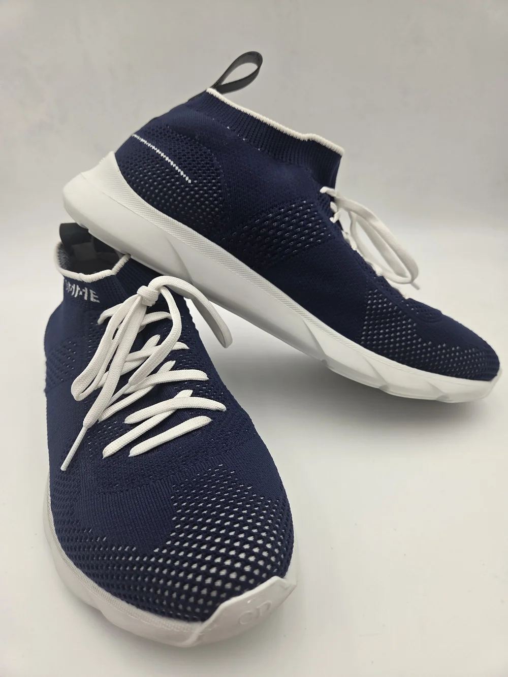 Dior Navy Blue and White Knit Slip-On Sneaker Size 40